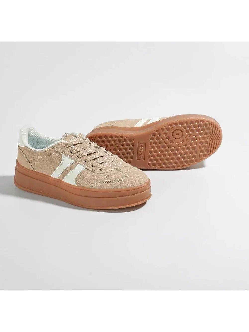 🆕Women's Khaki Gum Sole Fashion Sneakers Thick Platform Sole Rubber Shoes